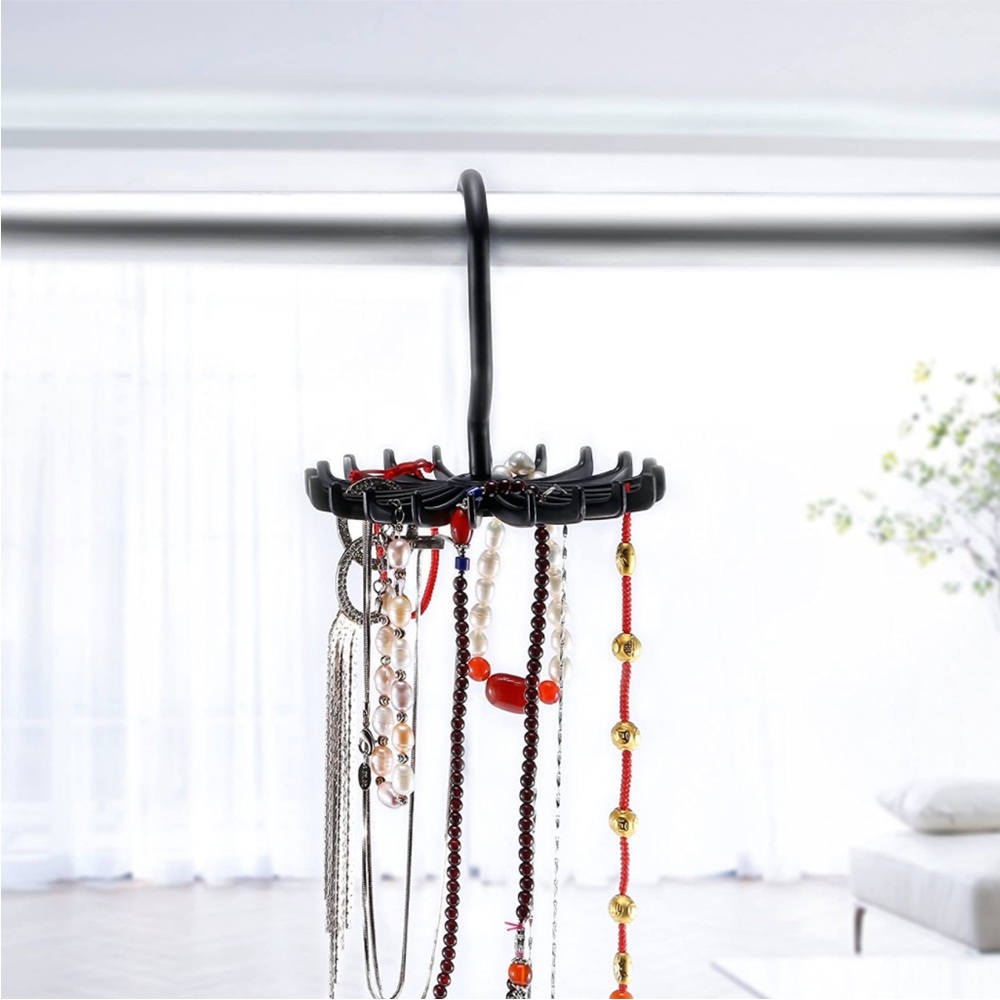 2 Pack Black Rotating Jewelry/Tie/Scarf/Belt Closet Organizers